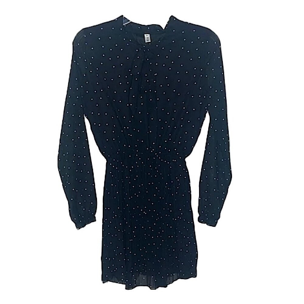 🆕 XIN HONG Elegant Black Polka Dot Dress Size S